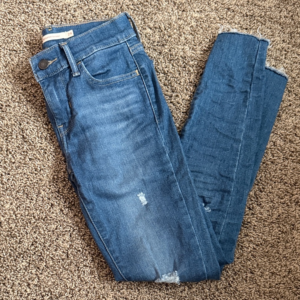 Madewell Distressed Blue Skinny Jeans